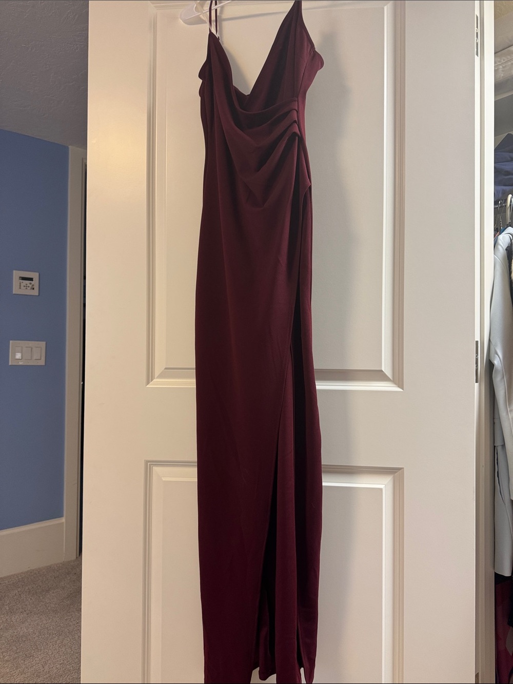 Emerald Sundae Burgundy Cowl Neck Maxi Dress